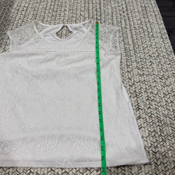 New York and Company White Lace Cap Sleeve Blouse - Picture 11 of 11